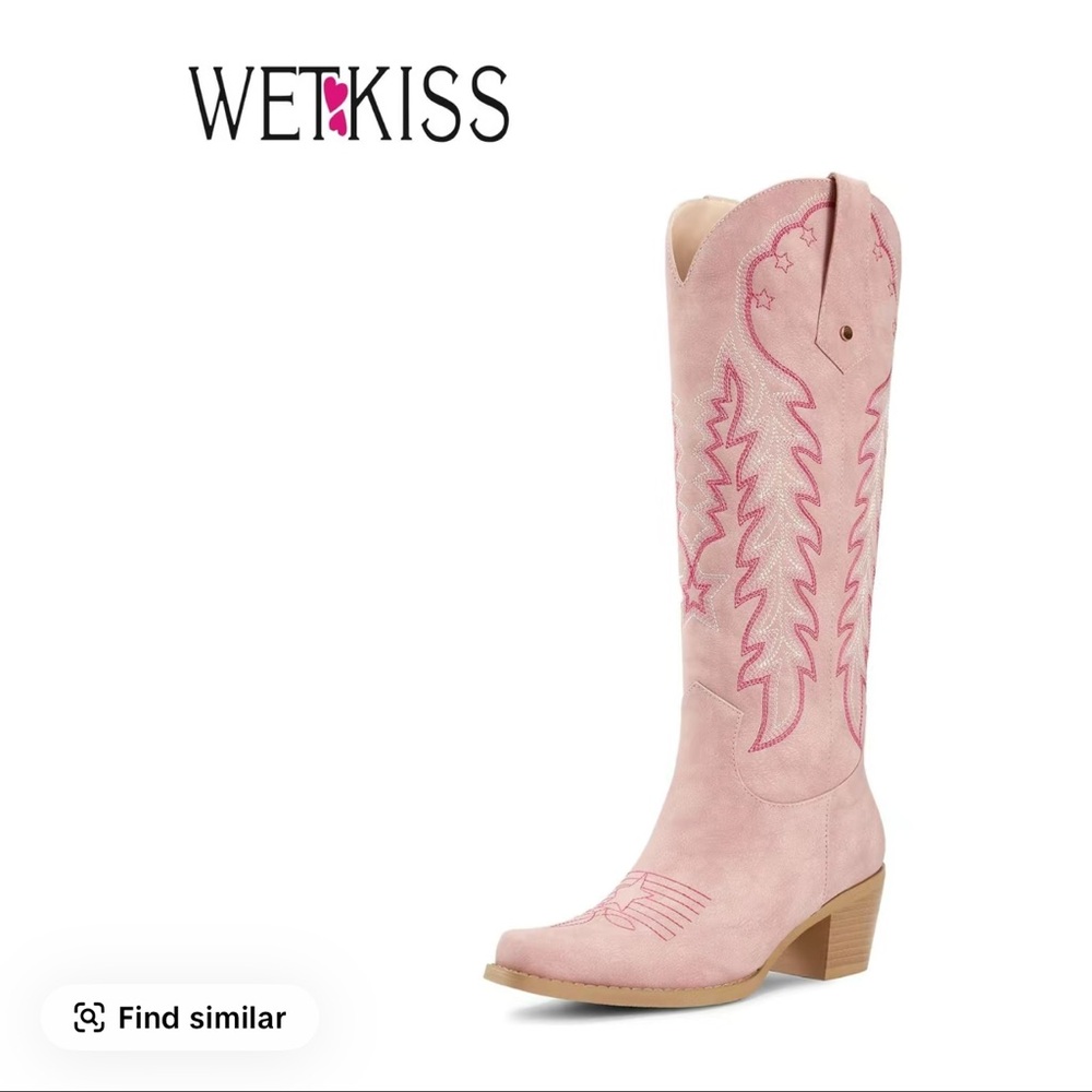 Kiss Blush Pink Heeled Western Boots
